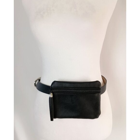 INC International Concepts black tasseled fanny waist belt bag size 1X - Picture 2 of 5